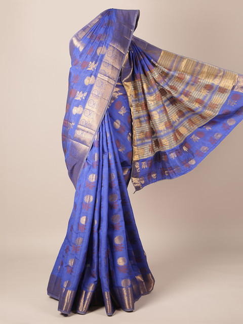 

Pothys Blue Woven Design Jute Silk Saree