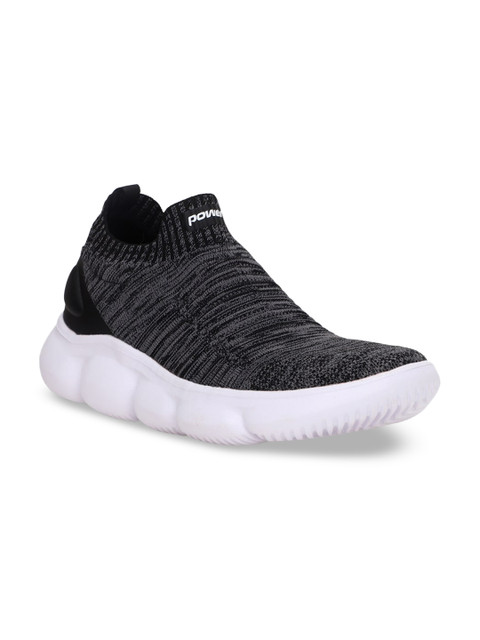 

Power Men Grey Woven Design Mesh Mid-Top Slip-On Sneakers