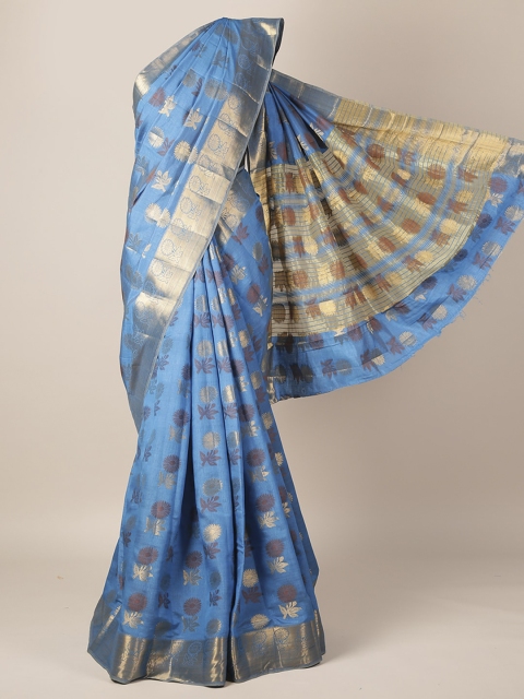 

Pothys Blue Printed Jute Silk Saree