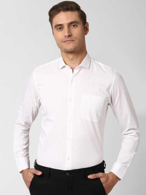 

Peter England Men White Slim Fit Striped Casual Shirt