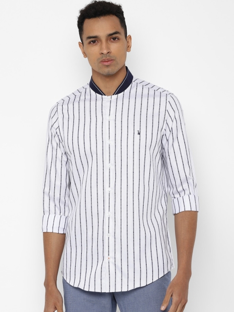 

SIMON CARTER LONDON Men White Slim Fit Striped Casual Shirt