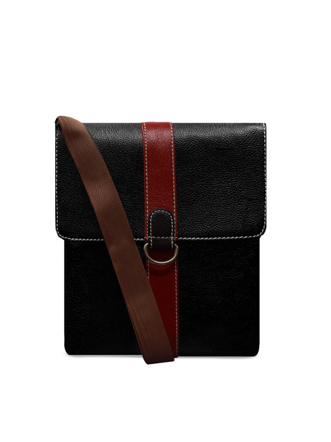 

ABYS Unisex Black & Brown Solid Leather Messenger Bag