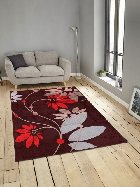 

KLOTTHE Brown & White Floral Printed Carpets