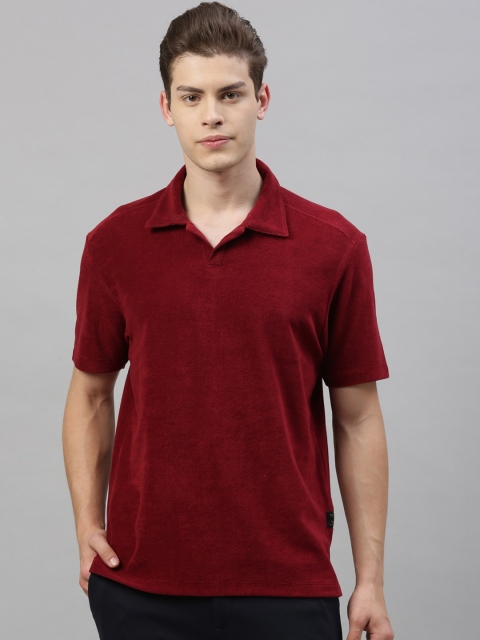 

RARE RABBIT Men Red Solid Polo Collar T-shirt