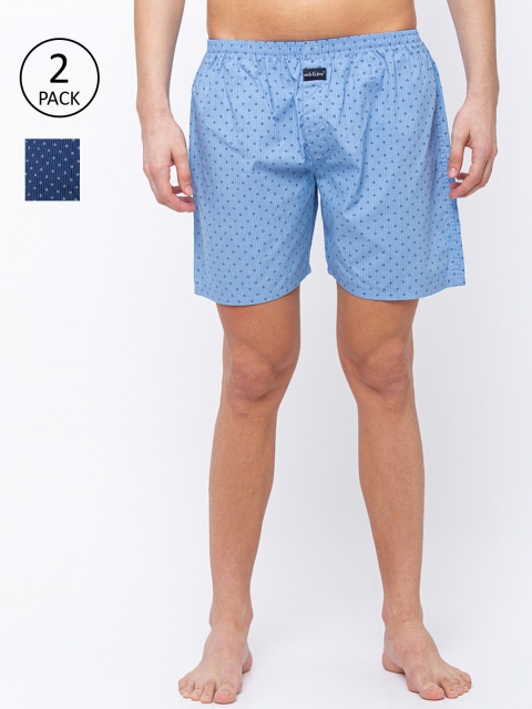 

Nick&Jess Men Pack Of 2 Printed Boxers MNSBXR013BC, Blue