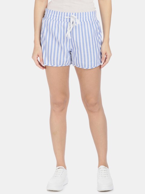 

GAP Women Blue Striped Regular Fit Regular Shorts