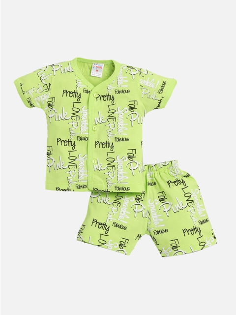 

NAUTI KIDZ Girls Green Printed Shirt with Shorts