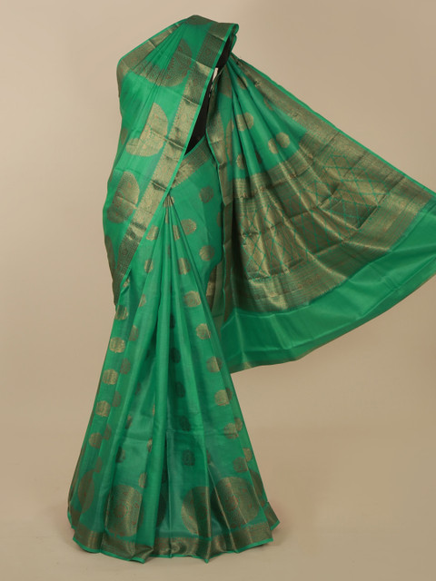 

Pothys Green Jute Silk Woven Design Tussar Saree