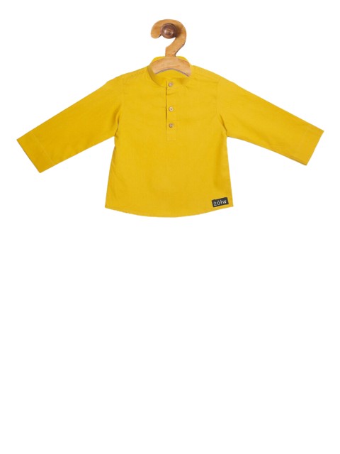 

Zotw Unisex Kids Yellow Solid Straight Kurta