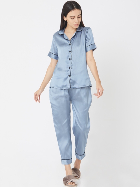 

Smarty Pants Women Blue Solid Night Suit