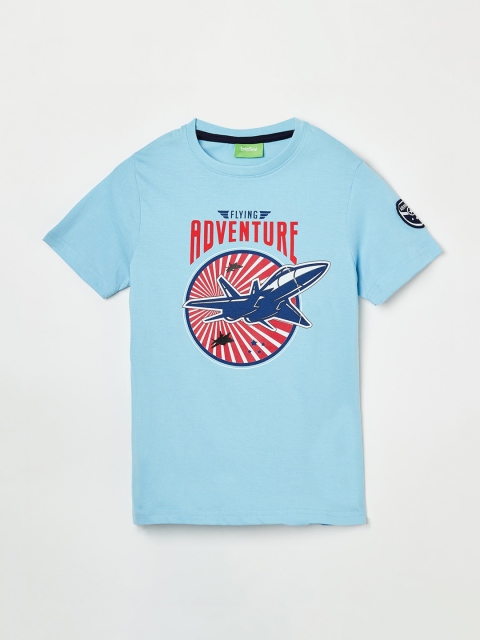 

Bossini Boys Blue Printed Round Neck T-shirt