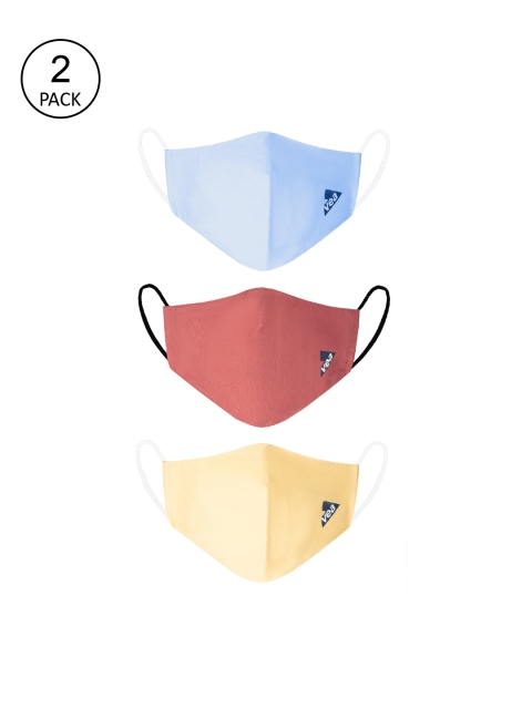 

VEA Pack of 3 Solid 3-Ply Reusable Cloth Masks, Blue