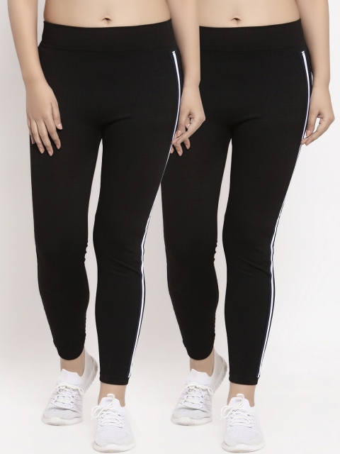 

KLOTTHE Women Pack Of 2 Black Solid Track Pants