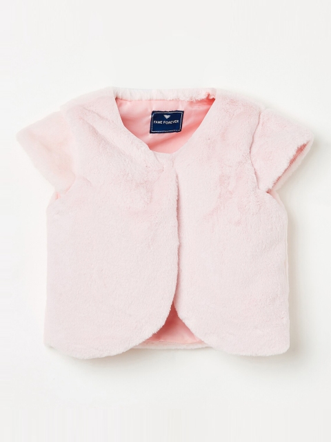 

Fame Forever by Lifestyle Girls Pink Solid Open Front Shrug