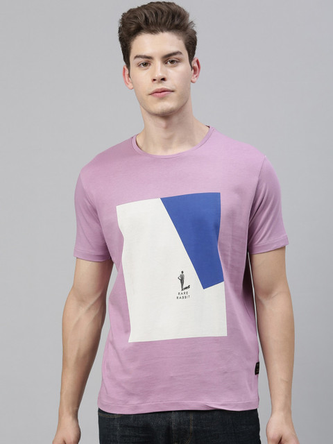 

RARE RABBIT Men Pink Printed Round Neck T-shirt