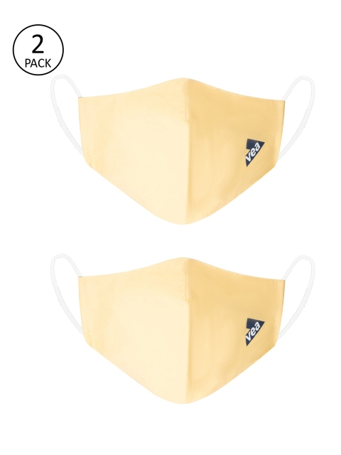 

VEA Unisex Pack Of 2 Yellow Reusable 3-Ply Cloth Masks