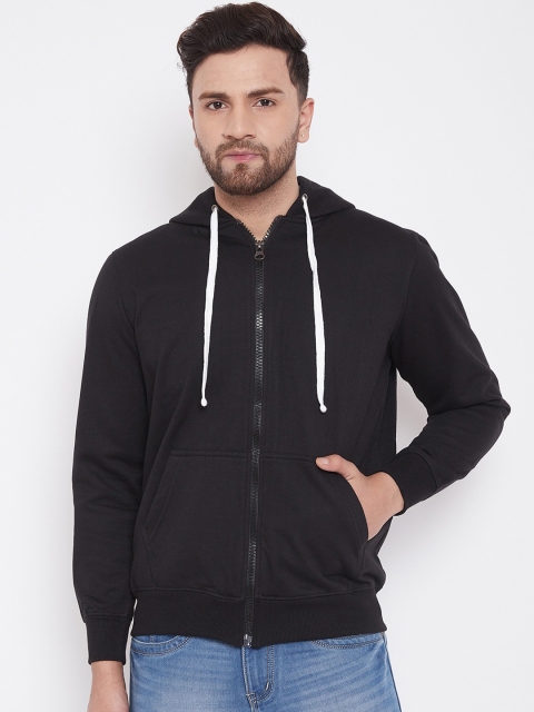 

wesquare Men Black Solid Hooded Sweatshirt