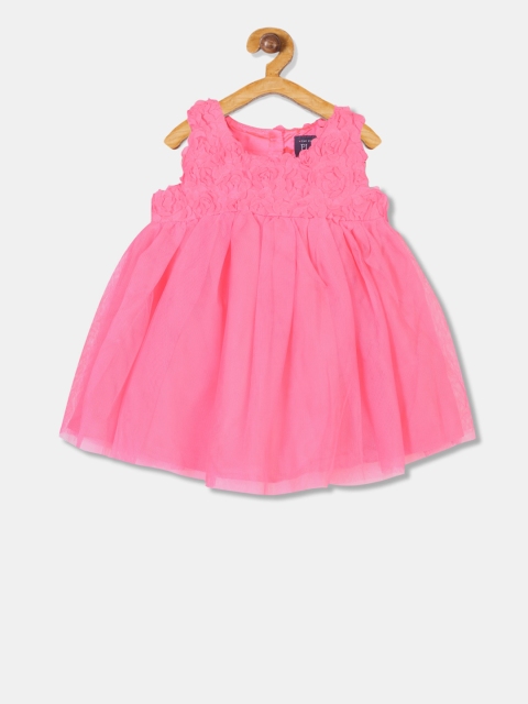 

The Childrens Place Girls Pink Self Design Fit and Flare Dress