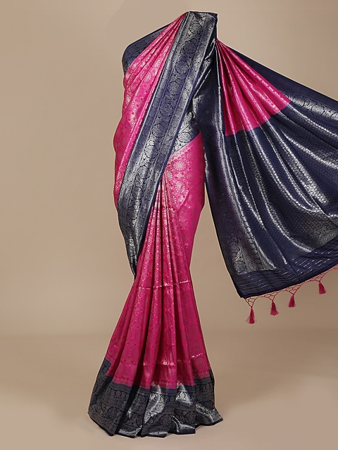 

Pothys Magenta & Navy Blue Jute Silk Woven Design Saree