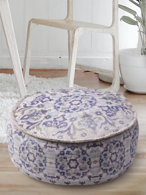 

Tistabene Purple & Beige Moroccan Print Round Floor Cushion
