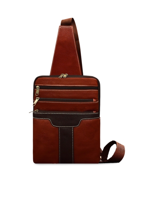 ABYS Unisex Brown Solid Leather Messenger Bag