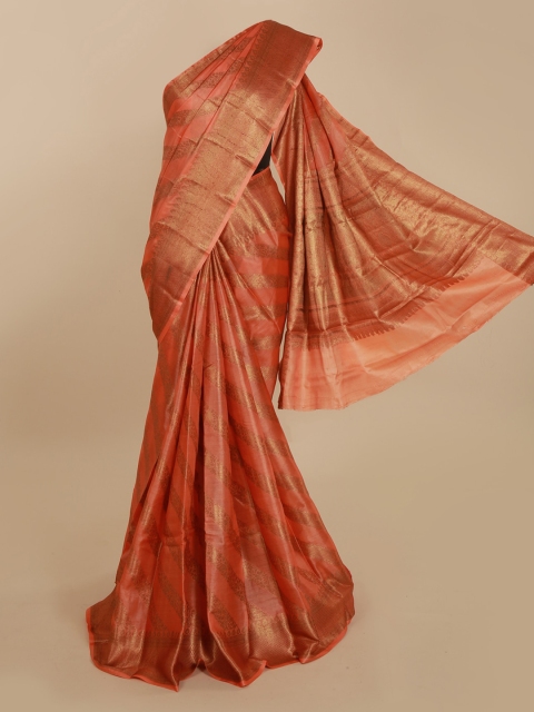 

Pothys Orange Jute Silk Woven Design Tussar Saree