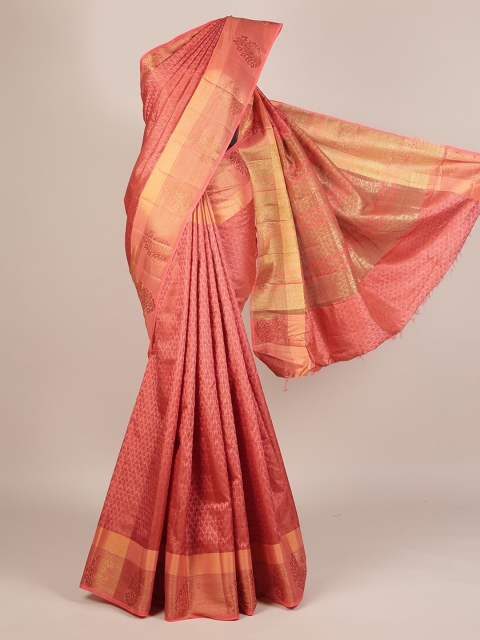

Pothys Peach-Coloured Woven Design Jute Silk Saree