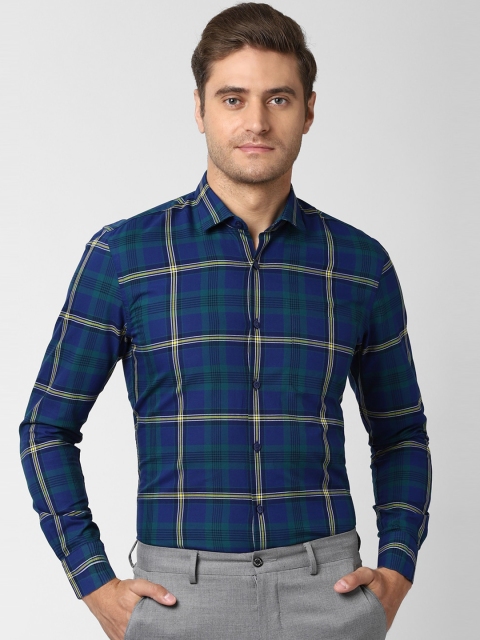 

Peter England Elite Men Blue Slim Fit Checked Shirt