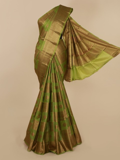 

Pothys Green Checked Tussar Saree