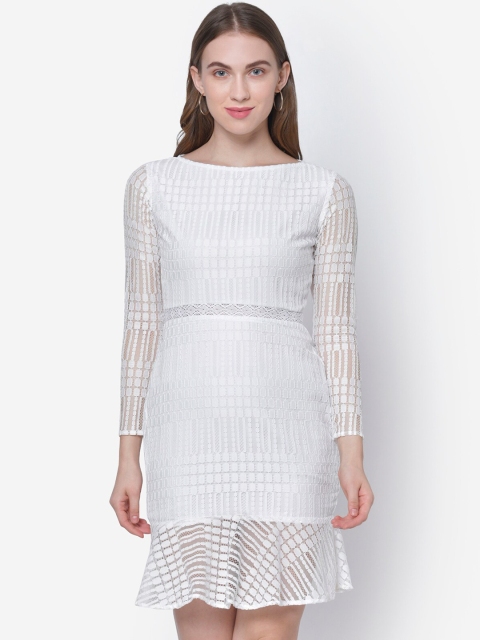 

Martini Women White Self Design Sheath Dress