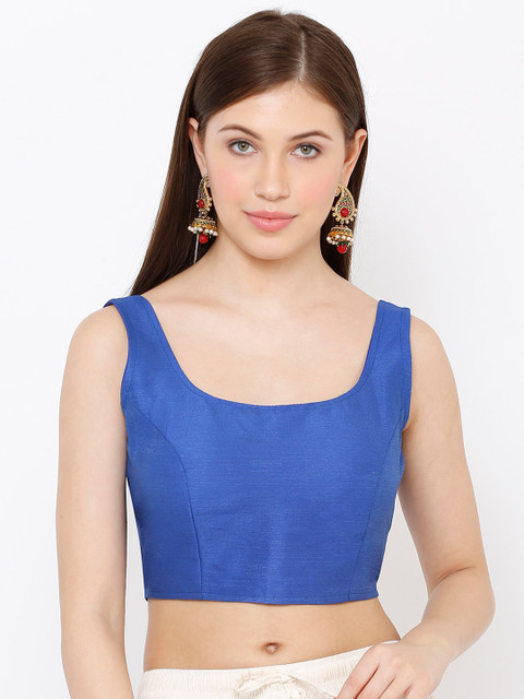 

SALWAR STUDIO Women Blue Solid Readymade Saree Blouse