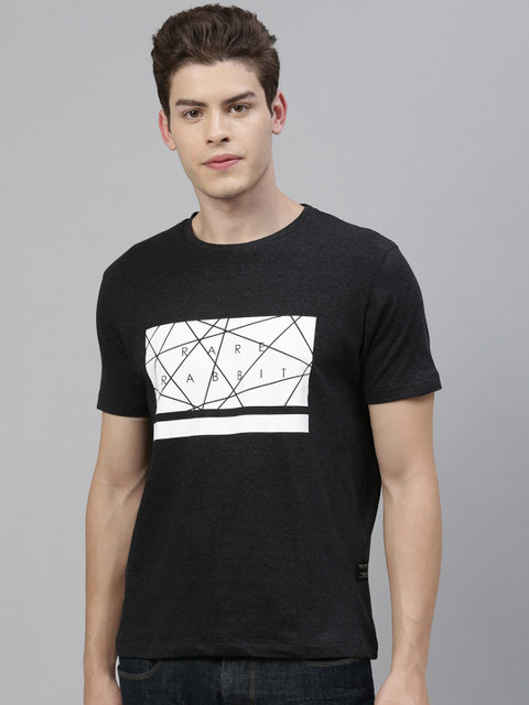 

RARE RABBIT Men Grey Colourblocked Round Neck T-shirt