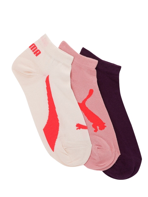 

Puma Unisex Pack Of 3 Solid Ankle-Length Socks, Pink