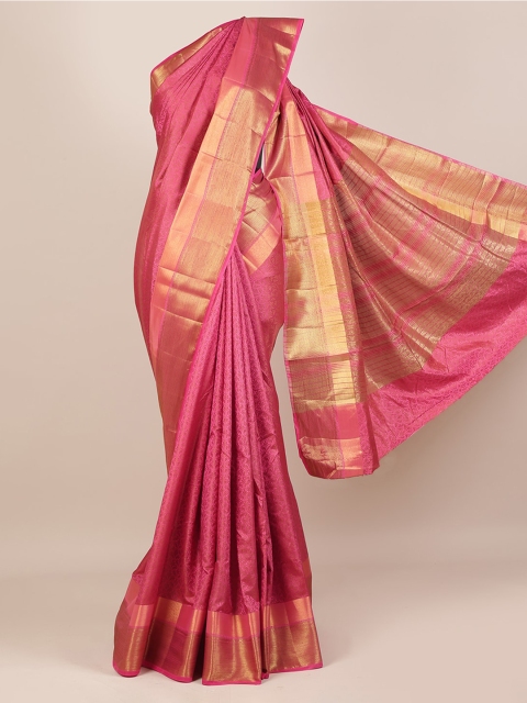 

Pothys Pink & Gold-Toned Jute Silk Woven Design Saree