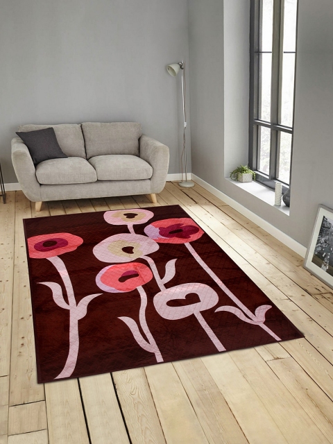 

KLOTTHE Brown & White Floral Printed Carpets