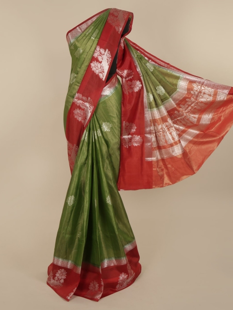

Pothys Green & Maroon Jute Silk Woven Design Saree