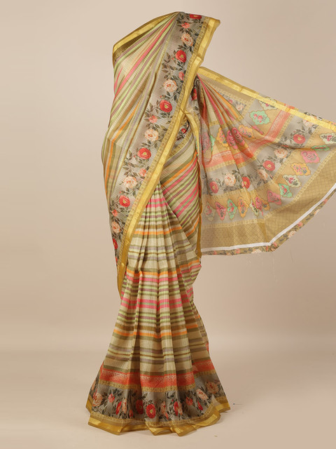 

Pothys Multicoloured Striped Jute Silk Saree, Multi