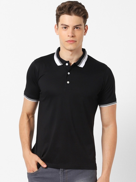 

MARCA Disati Men Black Solid Polo Collar T-shirt