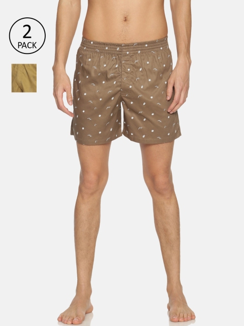 

IVOC Men Pack Of 2 Printed Pure Cotton Boxers IOMBSCMSC07L34-14, Brown