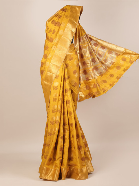 

Pothys Yellow Woven Design Jute Silk Saree