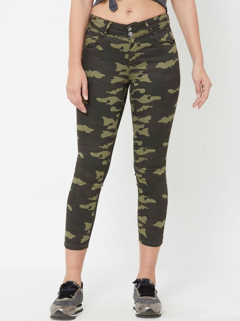 

Kraus Jeans Women Olive Green Skinny Fit Mid-Rise Clean Look Jeans