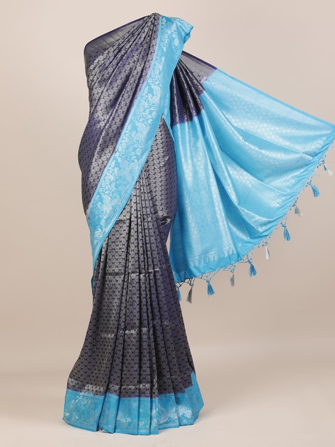 

Pothys Navy Blue Woven Design Jute Silk Saree