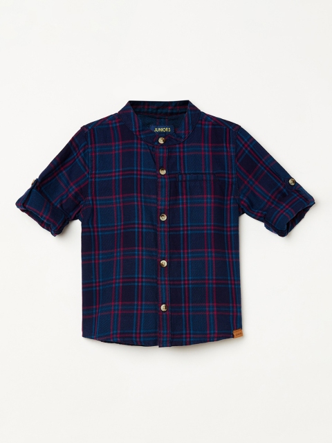 

Juniors by Lifestyle Boys Blue Slim Fit Checked Casual Shirt