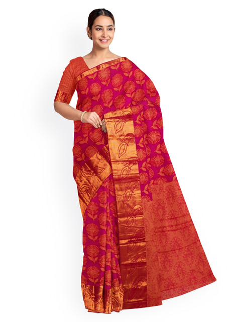 

KLM Fashion Mall Pink Printed Silk Blend Saree