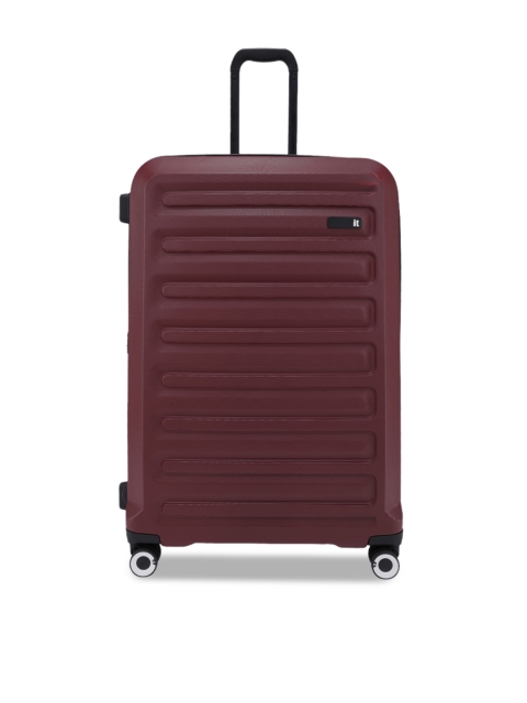 

IT luggage Unisex Red Textured Hard-Sided 360-Degree Rotation Medium Trolley Bag