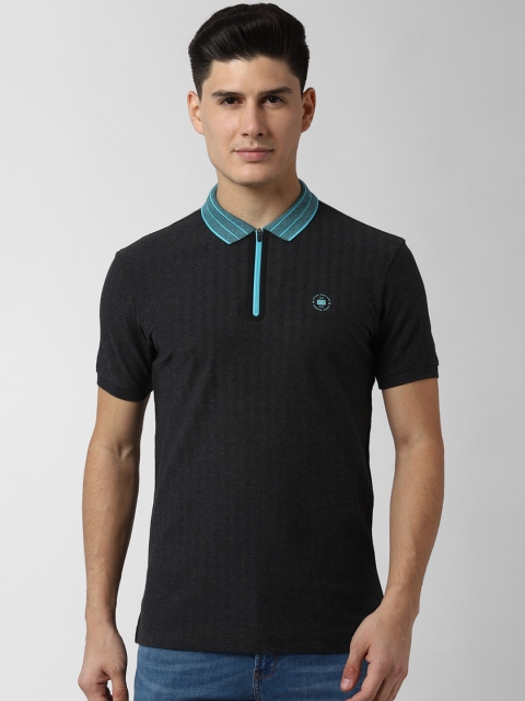 

Peter England Casuals Men Charcoal Solid Polo Collar T-shirt