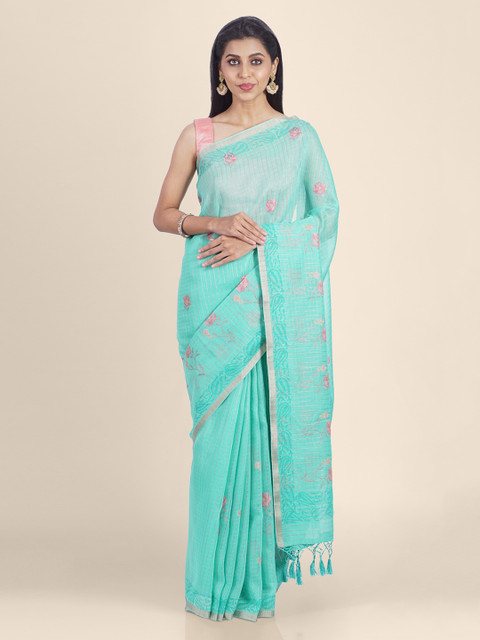 

Kasat Sea Green Woven Design Saree