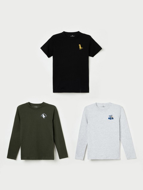 

Fame Forever by Lifestyle Boys Pack Of 3 Solid Round Neck T-shirt, Olive