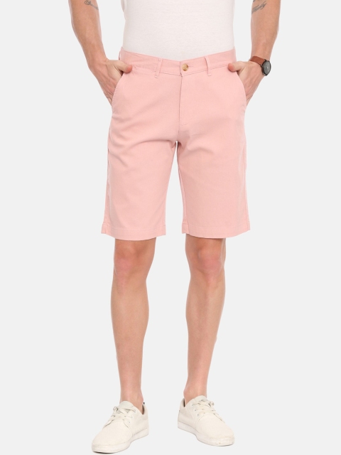 

IMYOUNG Men Peach-Coloured Solid Slim Fit Chino Shorts
