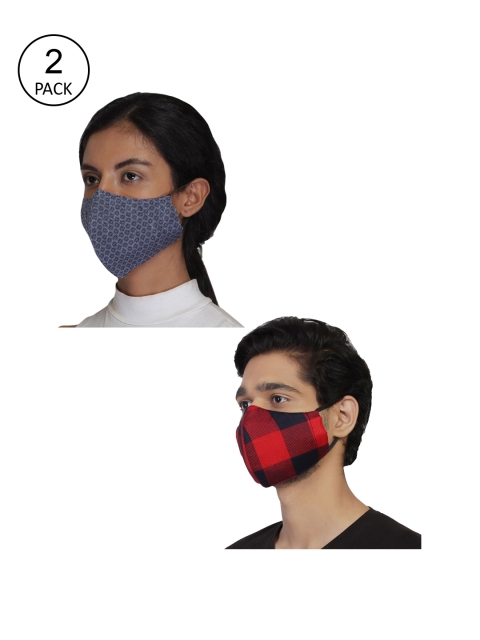 

Anekaant Unisex Pack Of 2 Printed 3-Ply Reusable Viscose Cloth Mask, Red